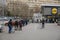 People wait in line in front of a Lidl supermarket, after a Coronavirus lockdown is announced