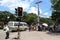 People waiting for bus in a street of Santa Cruz