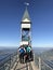 People waiting at hammetschwand escalator free fall blue sky