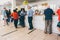 People waiting in line at the Post Office