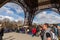 People Waiting in Long Queue at Eiffel Tower in Paris France