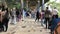 People waiting outside a coronavirus vaccination center in Caracas