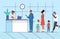 People waiting in queue flat vector illustration