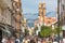 People walk along Corso Italia, main shopping street of Sorrento, Italy