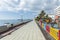 People walk along the promenade in Arrecife