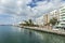 People walk along the promenade in Arrecife