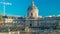 People walk on the Bridge of Arts over the River Seine between the Institute of France and the Louvre timelapse - Paris