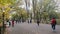 People walk in Central Park in autumn time, New york, USA