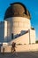 People Walk By Dome for Zeiss Telescope at Griffith Observatory