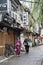 People walk on Hozenji Yokocho in Osaka