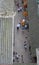 People walk on pedestrian street in Chongqing, view from the top