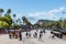 People walk on the promenade in Barcelona