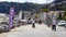 People walk on sidewalk between Bebek and Rumeli Hisari neighborhoods