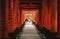 People walkby Toriii gates at Fushimi Inari Taisha