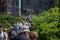 People walking along Highline Park in New York City