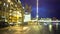 People walking along Mont Blanc embankment with plane trees at Geneva lake