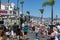 People walking along pier Puerto BanÃºs Spain