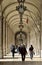 People walking in the arcades in Lisbon - Portugal