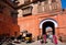 People walking through the arch in India