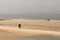 People walking at the beach in Ostend, Belgium