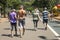 People walking, biking and running on Ibirapuera Park