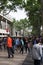 People walking on the boulevard La Rambla in Barcelona