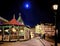 People walking at Christmas market in Riga at night