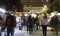 People walking in a food truck court