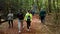 People walking in a forest trail in Belgrad forest.