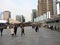 People walking in front of Oriental Pearl Tower, Lujiazui, Pudong, Shanghai, China