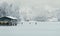 People walking on the frozen lake.