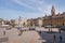 People walking in the Grand Place in Lille, France.