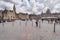 People walking in the Grand Place in Lille, France.