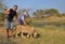 People walking with lions