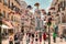 People walking on the Marques de Larios pedestrian, Malaga, Spain