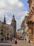 People are walking by Mlynska street in Kosice, Slovakia