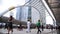 People walking on the modern bridge in business area on 27 March 2015 in Bangkok, Thailandound