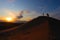 People walking on mongolian dunes