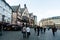 People walking near the Frankfurter Romer building in Frankfurt, Germany