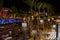 People walking at night street of Las Americas town on Tenerife island