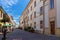 People walking on the old street in city PECS, HUNGARY - SEPTEMBER 18, 2016