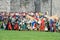 People walking during a parade of medieval characters