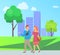 People Walking in Park, Dating of Couple Vector