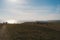 People walking the paths of the Seven Sisters, Clifftop Paths Nature Reserve View of the Chalk Cliffs and the English Channel sea