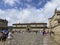 People walking at the Praza do Obradoiro Square, the final destination of the pilgrimage Camino de Santiago, Spain.