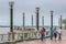 People Walking at Puerto Santa Ana Boardwalk in Guayaquil Ecuador