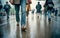 People walking in rainy street