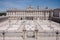 People walking in Royal Palace, view from the rooftop of Almudena Cathedral