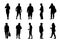 People walking silhouette set on white background, Lifestyle man and women vector set