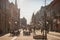 People walking and sitting on the pedestrian street of Korzo, the main avenue of the center of Subotica